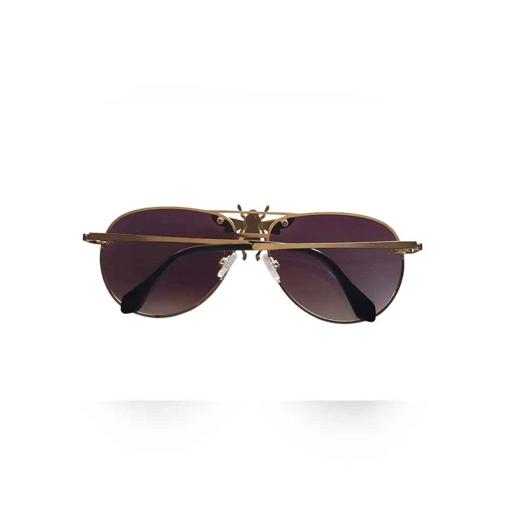 Aviator Sunglasses ~ Bee Fashion. Brown Tinted Lenses